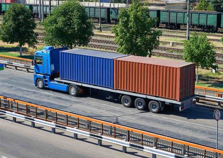 Autonomous electric cargo truck on a highway