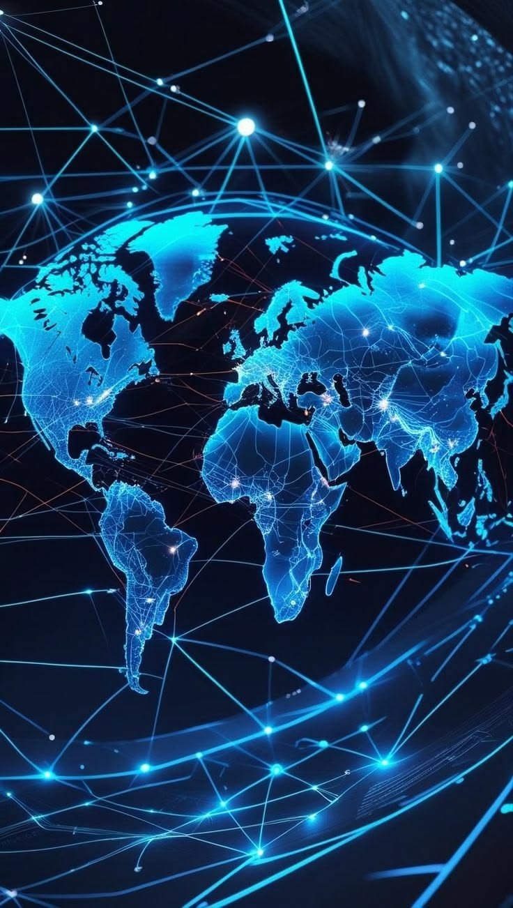 Digital world map showing Atlas Transit's global trade network
